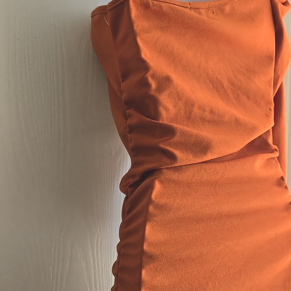 Pretty Little Thing | Rust Orange One Arm Bodycon Dress - Picture 6 of 11